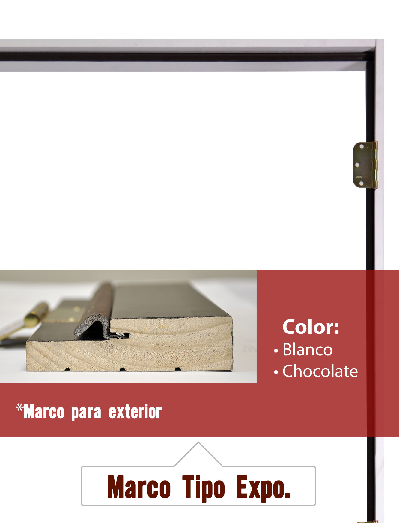 Marcos exportación de madera para puerta exterior pintado con empaque en perimetro