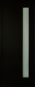 Puerta de lámina o acero para entrada principal exterior con vitral vertical color chocolate
