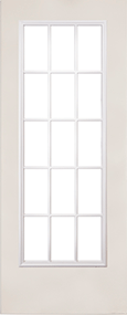 Puertas laminadas o acero lisa con vitral de 15 luces color blanco, gris y chocolate para uso exterior en viviendas
