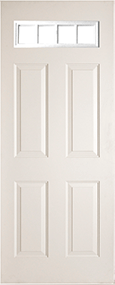 Puertas laminadas o acero estampada con vitral de 4 luces color blanco, gris y chocolate para uso exterior en viviendas