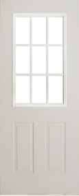 Puertas laminadas o acero troqueladas con vitral de 9 luces color blanco, gris y chocolate para uso exterior en viviendas