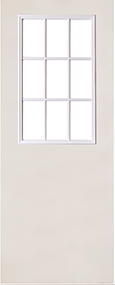 Puertas laminadas o acero lisa con vitral de 9 luces color blanco, gris y chocolate para uso exterior en viviendas