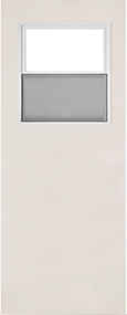 Puertas laminadas o acero lisa con vitral tipo guillotina color blanco, gris y chocolate para uso exterior en viviendas